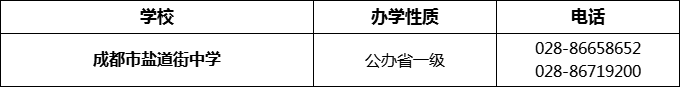 2024年成都市鹽道街中學(xué)招辦電話是多少？