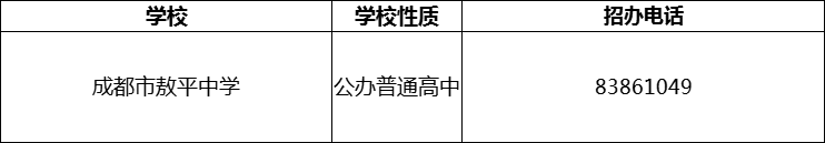 2024年成都市敖平中學招辦電話是多少？