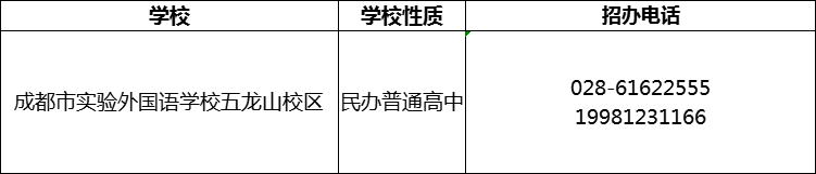 2024年成都市實(shí)驗(yàn)外國(guó)語(yǔ)學(xué)校五龍山校區(qū)招辦電話是多少？