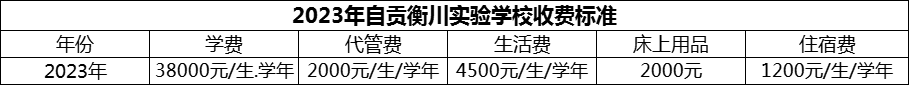 2024年自貢市自貢衡川實驗學校學費多少錢？