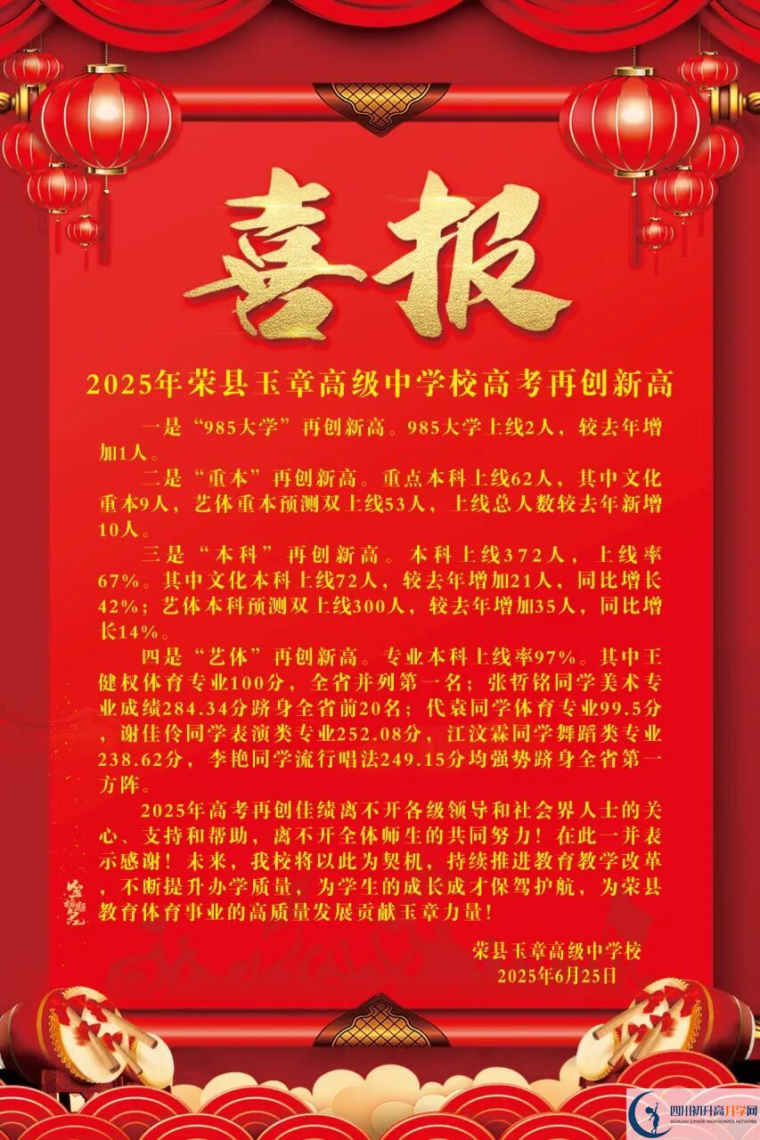 2026年自貢市四川榮縣玉章高級(jí)中學(xué)校升學(xué)率怎么樣？